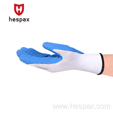 Hespax 13G Anti-slip Gloves Crinkle Latex Coated